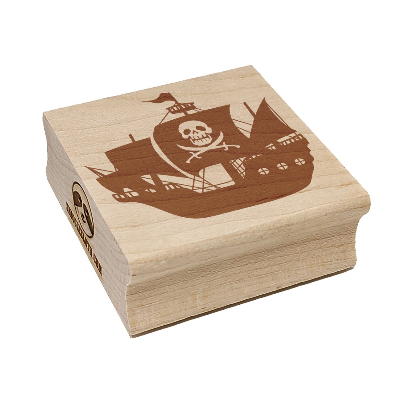 Haunted Ghost Pirate Ship with Jolly Roger Square Rubber Stamp for Stamping Crafting